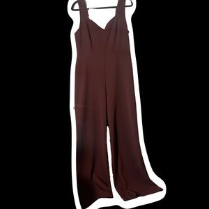 EXPRESS FLOOR LENGTH MAROON FORMAL WIDE LEGGED JUMPSUIT  - SIZE L w/ STRETCH!